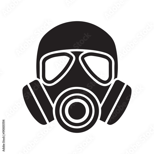 Silhouette Style Vector Gas Mask Logo Icon – Minimal Protective Respirator Symbol for Safety, Industrial, Military, or Urban Design, Monochrome Hazard Graphic for Print, Web, and Merchandise