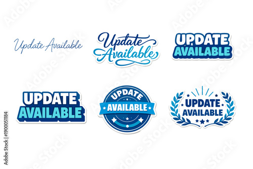 Update available: six distinct blue designs emphasizing software and application improvements