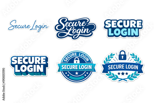 Secure login logo designs: authentication, security, and protection concepts
