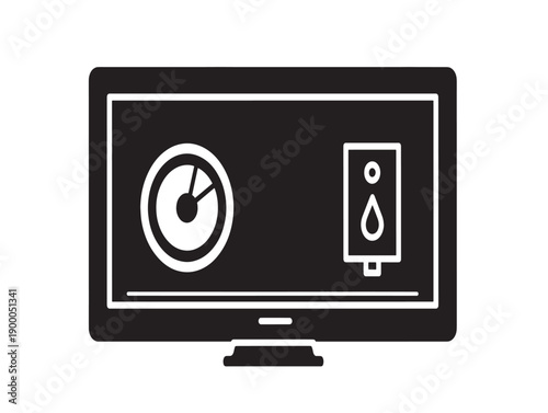 Minimalist time and temperature vector icons for digital display