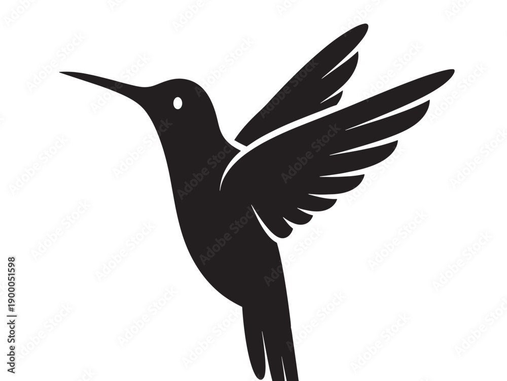 Obraz premium Minimalist black hummingbird silhouette vector