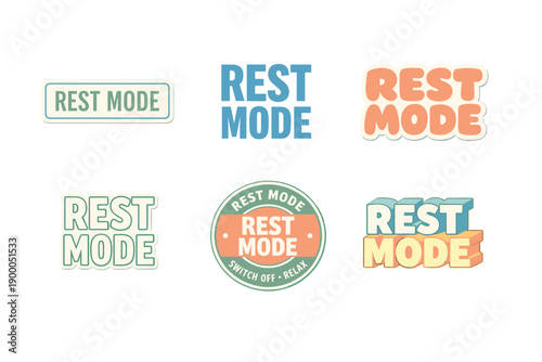 Colorful rest mode designs in various retro styles