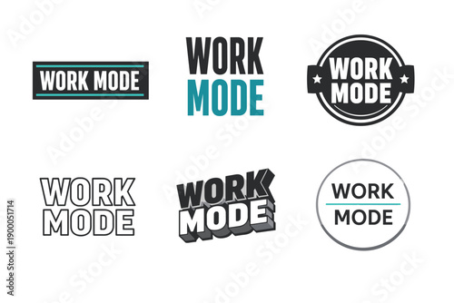 Collection of work mode logos in various designs and styles