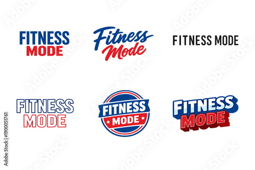 Fitness mode logo designs in various styles and colors for branding inspiration