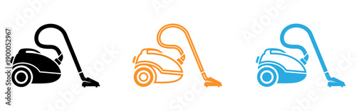 Vacuum cleaner icons in black orange and blue