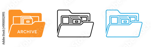 Folder icons in orange black and blue