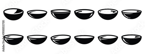 Minimalist black silhouette icon set of a contact lens . simple black flat vector style for medical and fitness icons concept.
