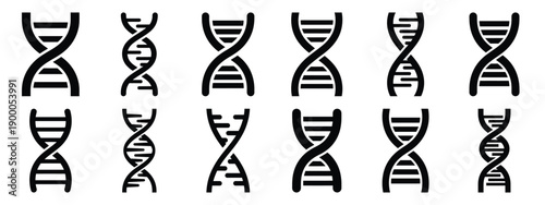 Minimalist black silhouette icon set of a dna helix . simple black flat vector style for medical and fitness icons concept.