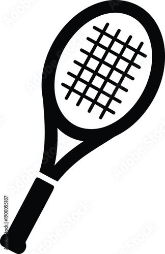 Tennis racket icon with strings and handle