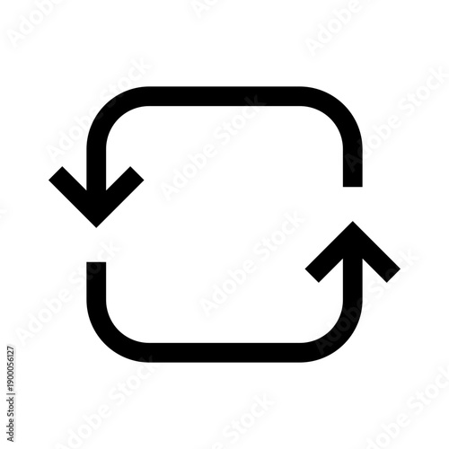 Rotation Arrow Exchange Swap Cycle Refresh Reload or Recycle Symbol Sign Icon with Soft Square Edges. Vector Image.