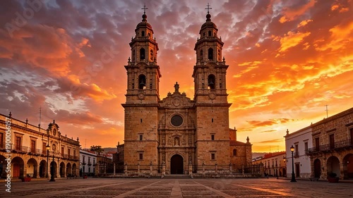 Sunset view of a historic cathedral