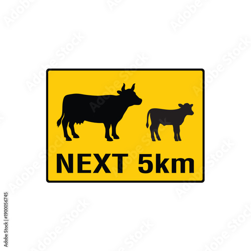 Livestock Next 5km Rural Road Safety Animal Warning Traffic Sign