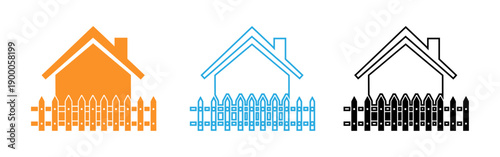 House and fence icons in different colors