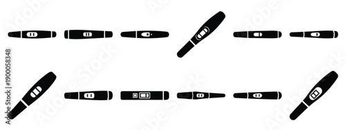 Minimalist black silhouette icon set of a pregnancy test . simple black flat vector style for medical and fitness icons concept.
