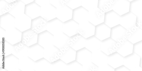 Abstract white hexagon grid presentation surface mosaic tiles. minimal tech bee website science element grid overlay. white hexagon futuristic technology geometric texture background.