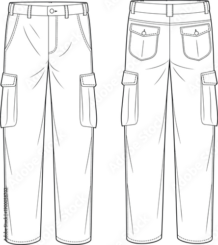 Cargo pants front and back view cargo trousers clothing