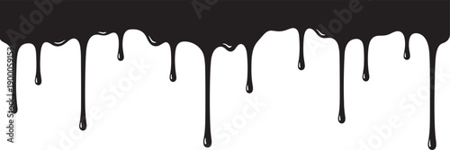 black paint drip border, liquid ink splatter design, abstract dripping shape vector illustration on 