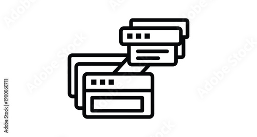 Web Page Connection and Data Transfer Concept with Browser Window Icons