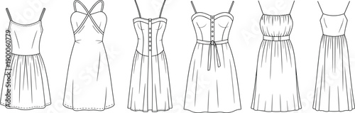 Six different line of women's sleeveless dresses women's clothing fashion line black and white various styles