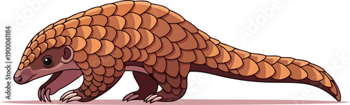 Pangolin mammal with protective scales walking forward