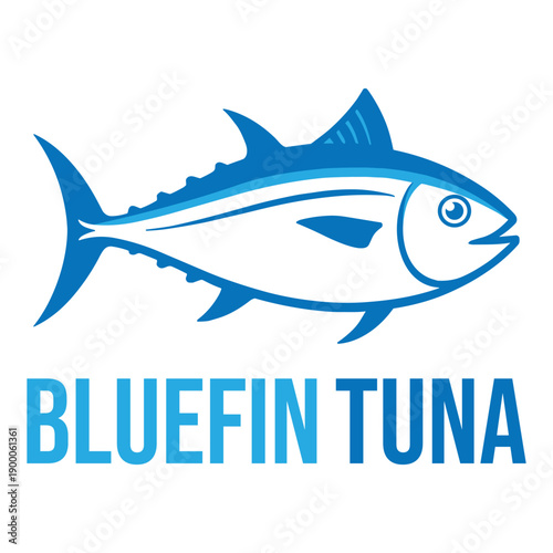 blue fin tuna fish flat minimalist logo design