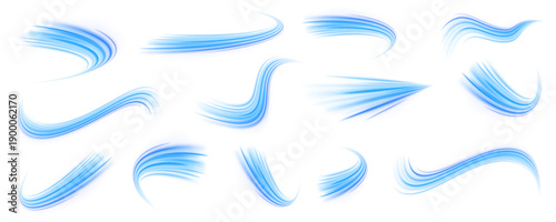 Canvas-taulu Blue neon trails spiral along a cyber city road
