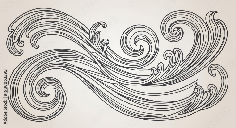 Fototapeta premium Elegant Vintage Scroll Ornament Design with Swirls and Flourishes