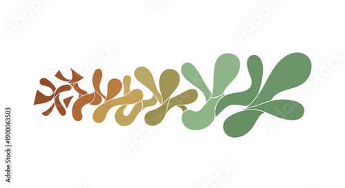 Abstract Organic Shapes Gradient Border. Matisse Inspired Cutout Style in Earth Tones: Brown, Rust, Olive, and Sage Green.