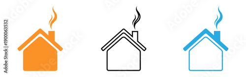 House icons with smoke