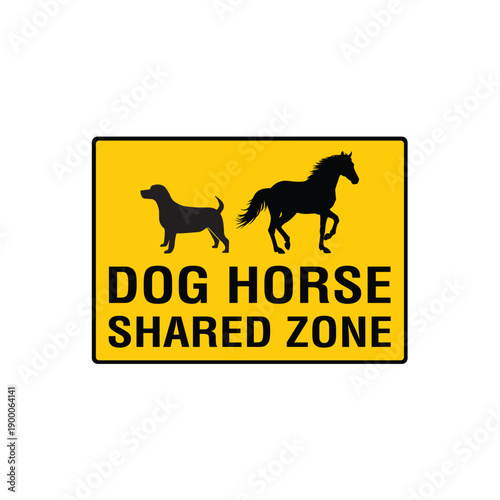 Dog Horse Shared Zone Animal Safety Awareness Warning Sign
