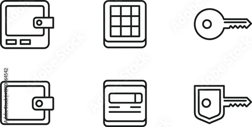 Set of digital wallet and cyber security icons