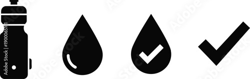 Set of smart hydration and water tracking icons