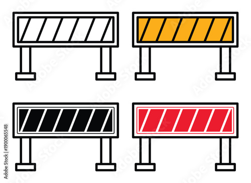 A set of vector icons representing road barriers danger and traffic blockage.