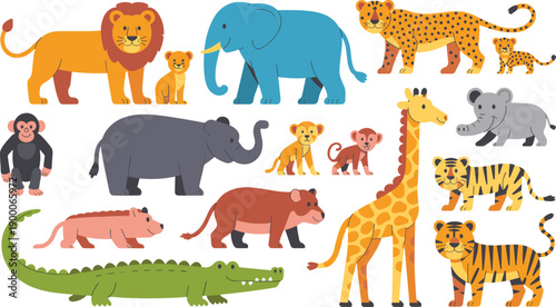 Photography Wild safari animals cartoon vector set