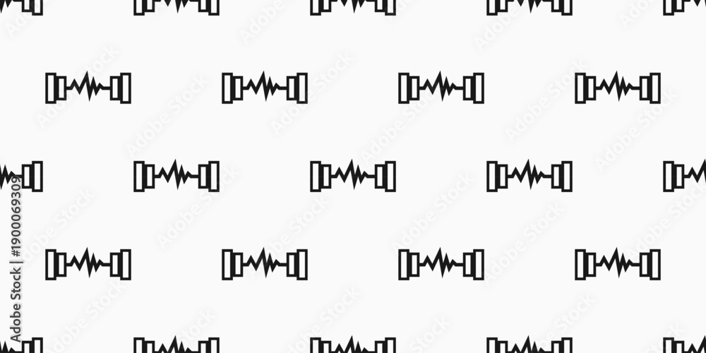 Obraz premium dumbbell vector illustration. dumbbell seamless pattern background. dumbbell heartbeat vector illustration. suitable for various sport design applications. 