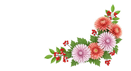 Floral Corner Arrangement with Chrysanthemums and Red Berries