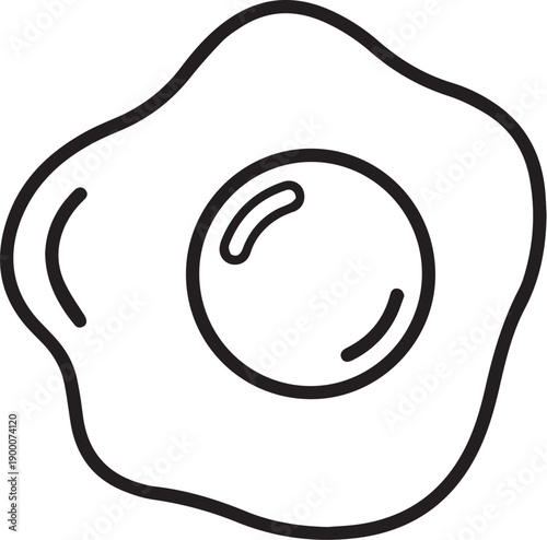 Black and White Fried Egg Isolated on White Background