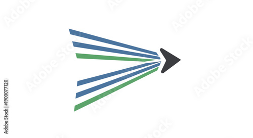 Arrow with blue and green lines.