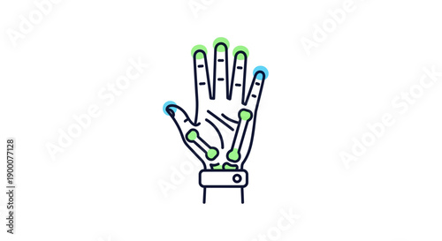 Robotic Hand with Glowing Lines.