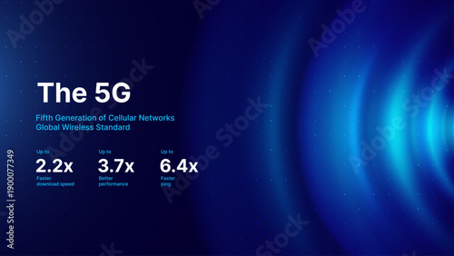 5G Network Wireless Internet Wi-Fi Connection and Internet of Things. Telecom Communication Network Concept. High Speed Broadband Telecommunication Signal. Vector Illustration.