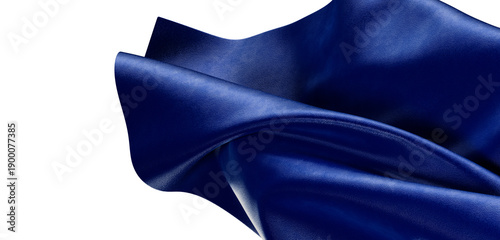 Tableau sur toile Close-up of a luxurious blue silk fabric, showcasing its shiny surface, soft texture and flowing folds