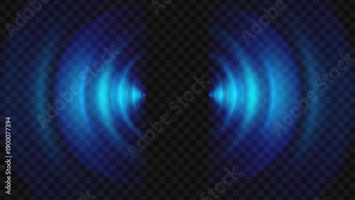 Sensor Lines Effect. Radar Sonar or Signal Sound Scanner. Wireless WIFI Technology Digital Radar Radial Waves for Motion Detection. Radio Signal Ripple Effect Concept. Vector Tech Illustration.