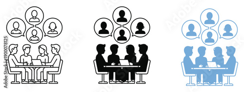 Diverse business team collaboration hierarchy levels flat icons vector illustration set