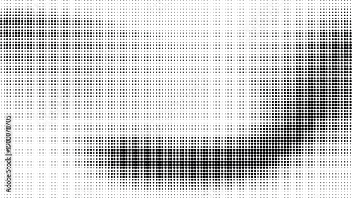 Dynamic monochrome halftone pattern featuring a sophisticated gradient wave, creating an abstract and modern texture perfect for digital backgrounds and contemporary designs