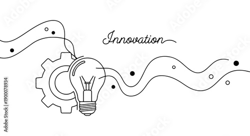 Innovative Idea, Gear, and Light Bulb Concept - Visualizing Business Growth and New Technology