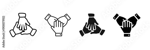 Teamwork and collaboration icon with hands together. Symbol of unity, cooperation and support. Ideal for corporate projects, business teamwork, partnership concepts and community or group interaction.