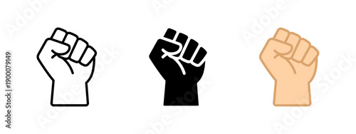 Power and protest icon with a raised fist. Symbol of strength, determination and resistance. Ideal for activism concepts, freedom movements, social campaigns, motivation themes and human rights.