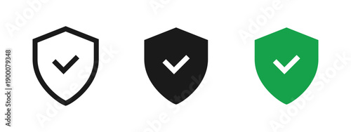 Security shield icon with checkmark. Symbol of protection, verification and trust. Ideal for cybersecurity, data safety, insurance, quality assurance, compliance systems and business security concepts