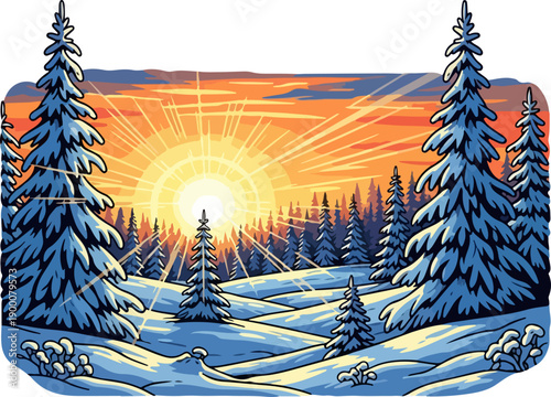 Bold Arctic Snow Landscape Vector Art