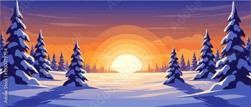 Bold Arctic Snow Landscape Vector Art